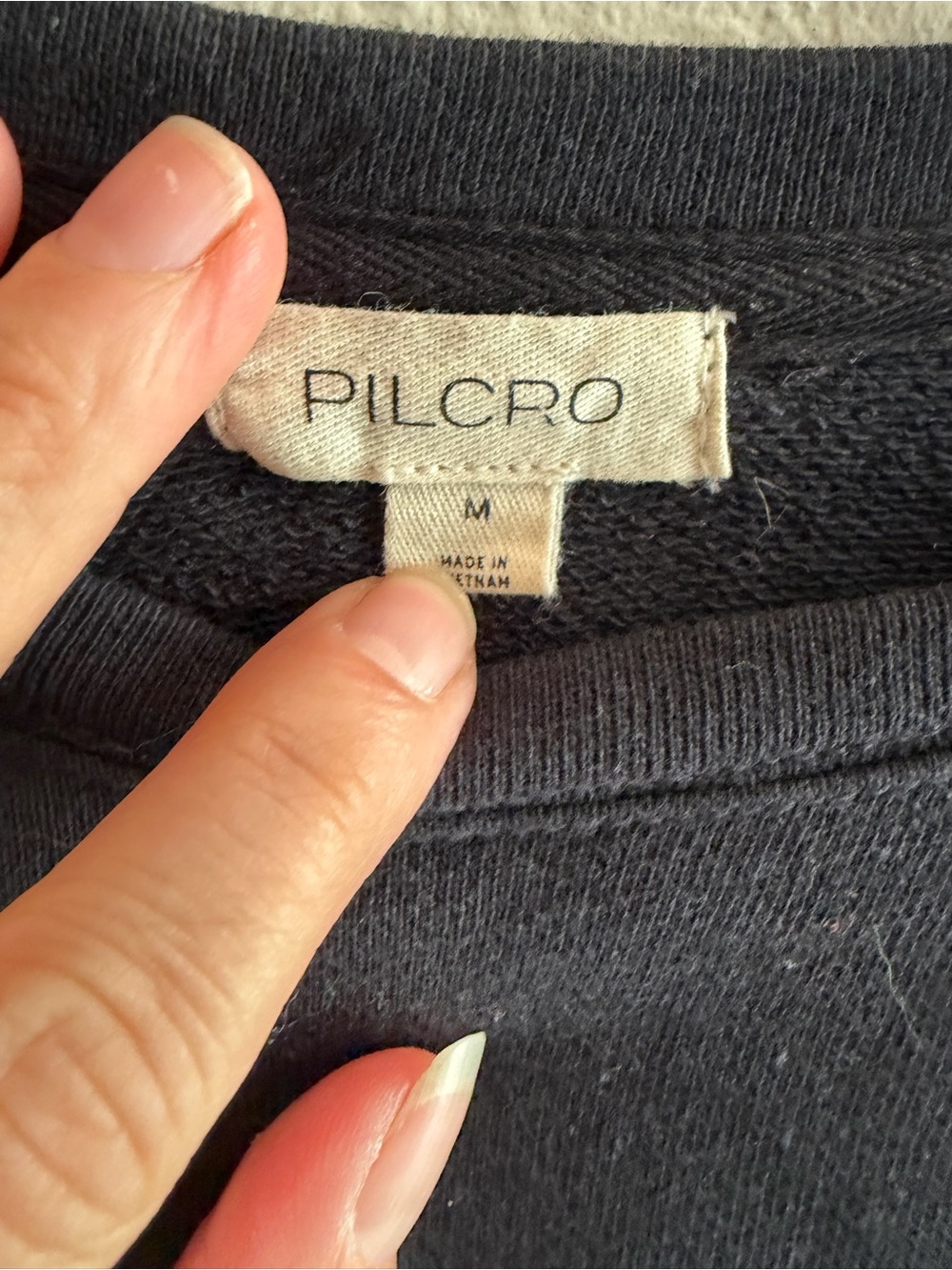 Pilcro Anthropologie Faux Leather Corset Black Cotton Sweatshirt Top Medium - Picture 10 of 12